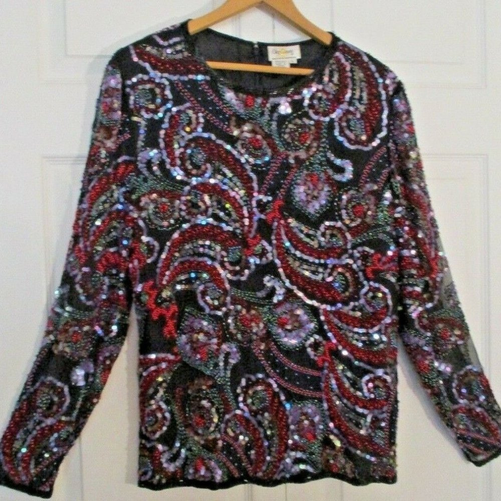 Designer Beaded Evening Top sz S - M